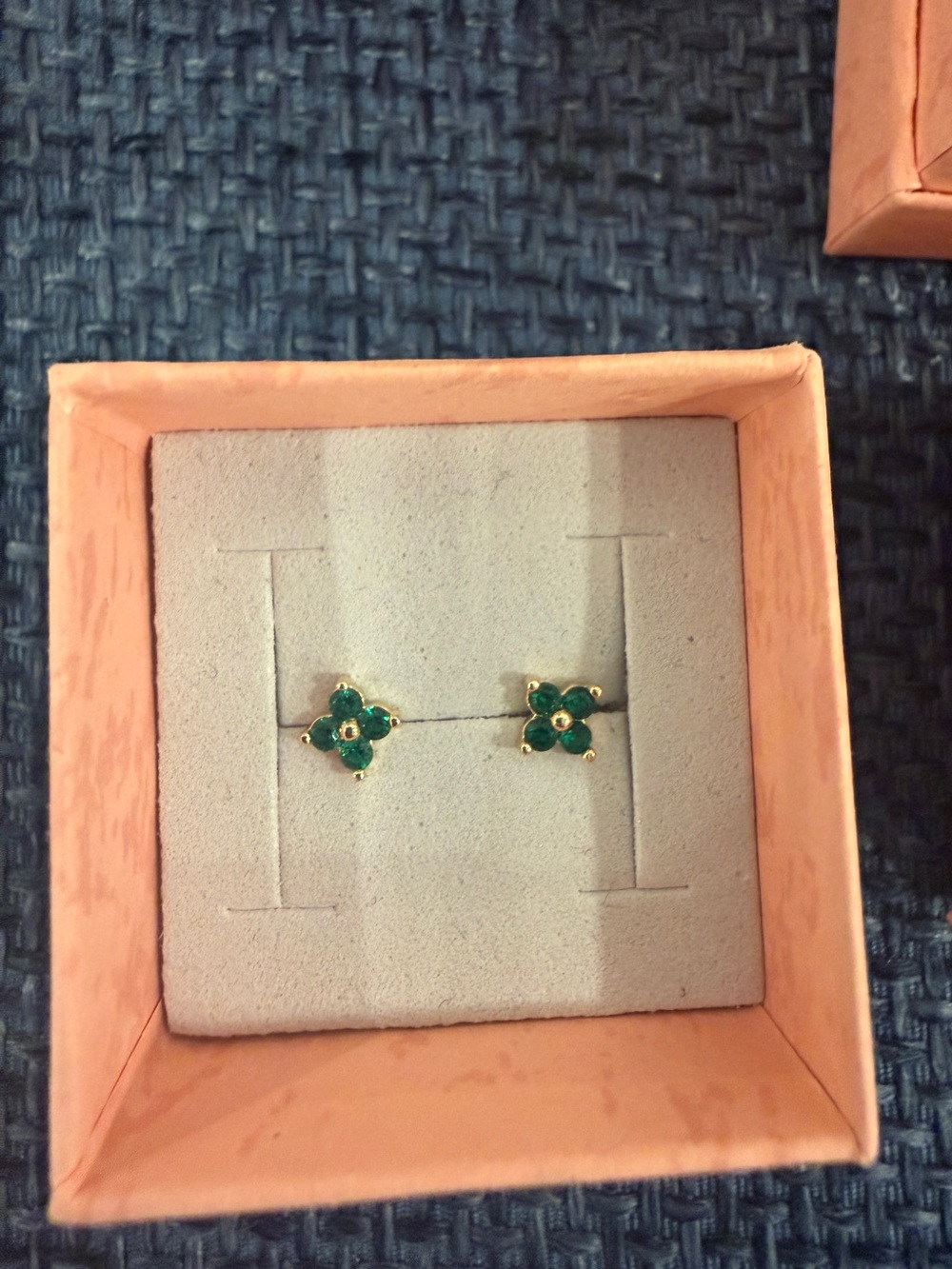 Green Floral Cluster Gold-Accent Stud Earrings